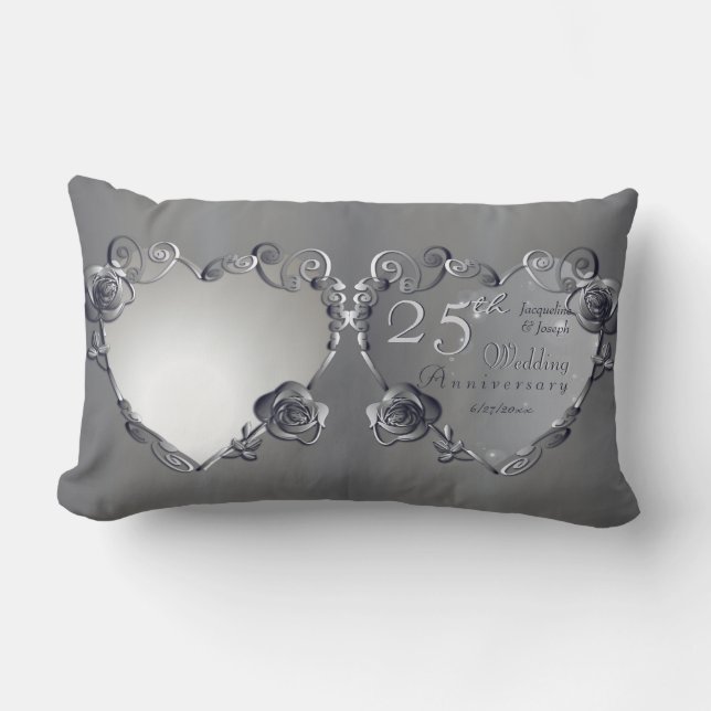 Coussin Rectangle 10e, 11e, 20e, 25e, 70e anniversaire de Mariage Lu (Recto)