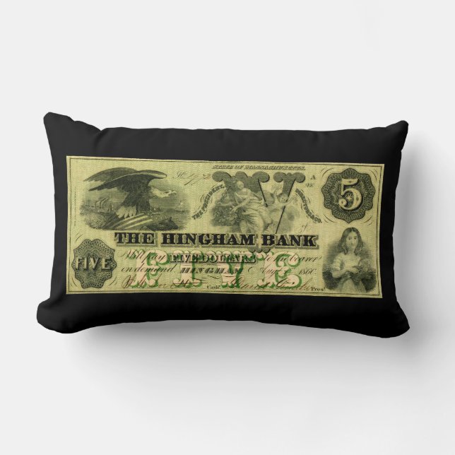 Coussin Rectangle 1860 Hingham Massachusetts Note à cinq dollars (Recto)