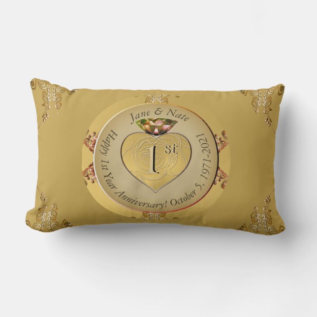 Coussin Rectangle 1er/50e anniversaire de mariage doré (Recto)