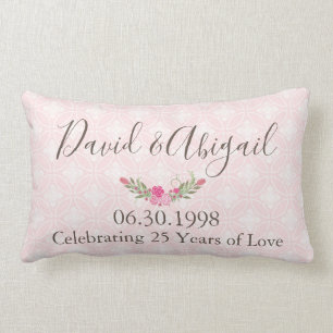 Coussin Rectangle 25 ans Mariage Anniversaire Plutôt rose