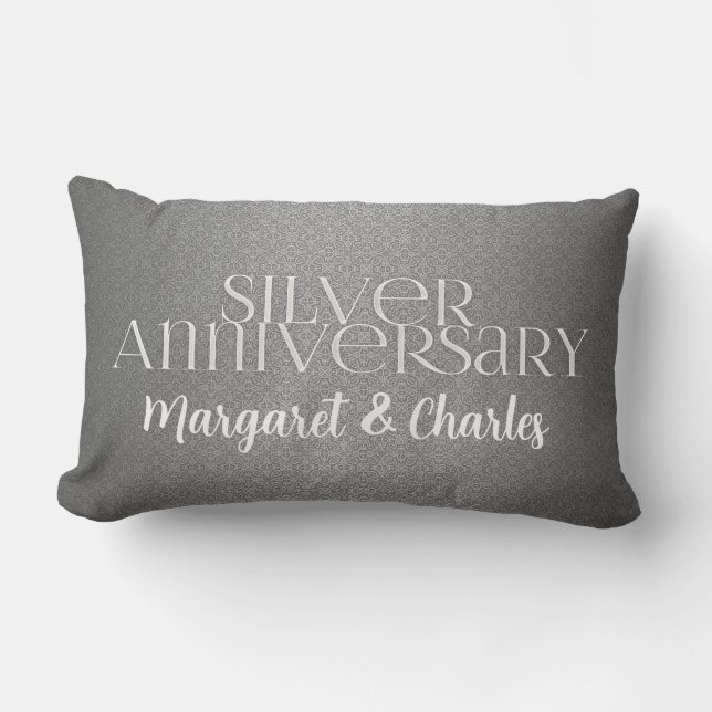 Coussin Rectangle 25e Anniversaire de Mariage Noms et Année (Recto)