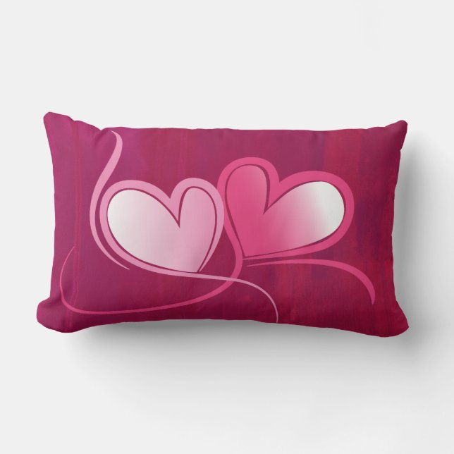 Coussin Rectangle 2 Hearts on a Fuschia Pink Background (Recto)