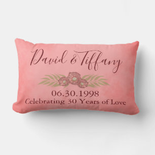 Coussin Rectangle 30e anniversaire de Mariage rose Personnaliser Flo