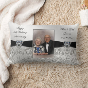 Coussin Rectangle 60e anniversaire de Mariage Photo Lumbar Jeu d'ore