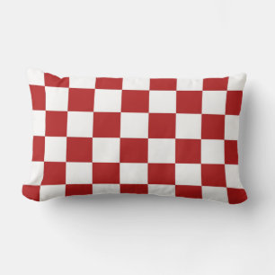 Coussin Rectangle à damiers rouge et blanc
