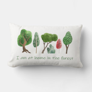 Coussin Rectangle À la maison dans la forêt Citation inspirante