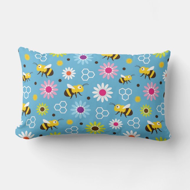Coussin Rectangle Abeille & Fleurs (Recto)