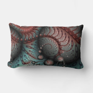 Coussin Rectangle Abstrait Fantastique Vivant Art Fractal Brun Bleu