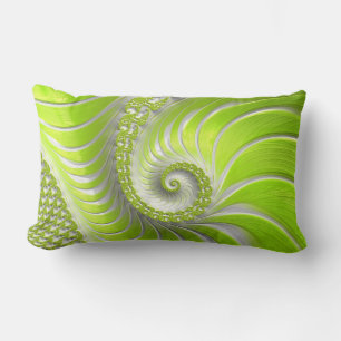 Coussin Rectangle Abstrait Moderne Lime Green Spiral Fractal