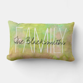 Coussin Rectangle Abstraits brosses colorées Monogramme de famille
