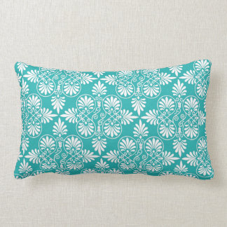 Coussin Rectangle Accent décoratif antique de motif turquoise blanc