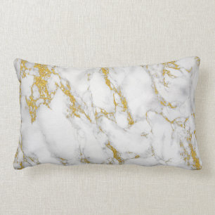 Coussin Rectangle Accent doré en pierre de Marbre blanc