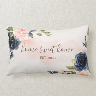Coussin Rectangle Accueil Douce maison Aquarelle couleur rose Coussi