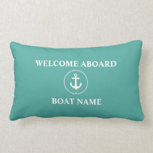 Coussin Rectangle Accueil nautique de corde d'Ancre de nom de bateau