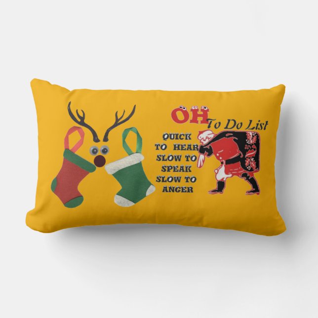 Coussin Rectangle Accueil pour Noël à faire Liste des souhaits (Recto)