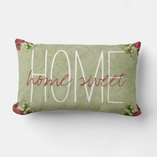 Coussin Rectangle Accueil Sweet Rustic Roses Vintages Vert Arrière -