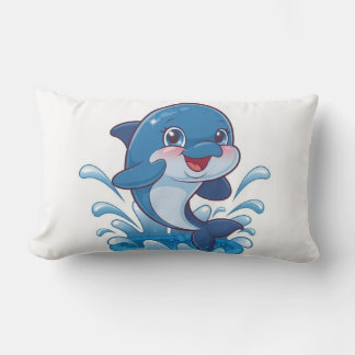 Coussin Rectangle Adorable Dauphin de Dessin Dauphin Splashing in Jo