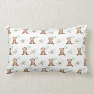 Coussin Rectangle Adorable Ours En Teddy & Balloon Feuilles de verdu