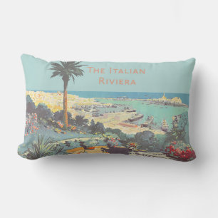 Coussin Rectangle Affiche de voyage vintage de Gênes Riviera italien