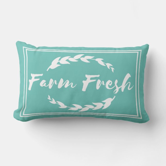 Coussin Rectangle Agritourisme Sprigs frais Taupe et Turquoise (Recto)