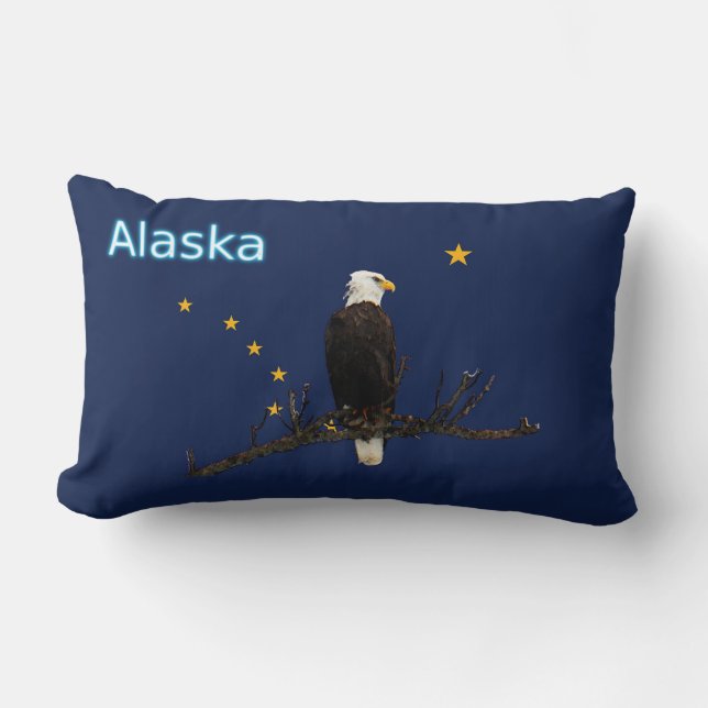Coussin Rectangle Aigle Et Drapeau De L'Alaska (Recto)