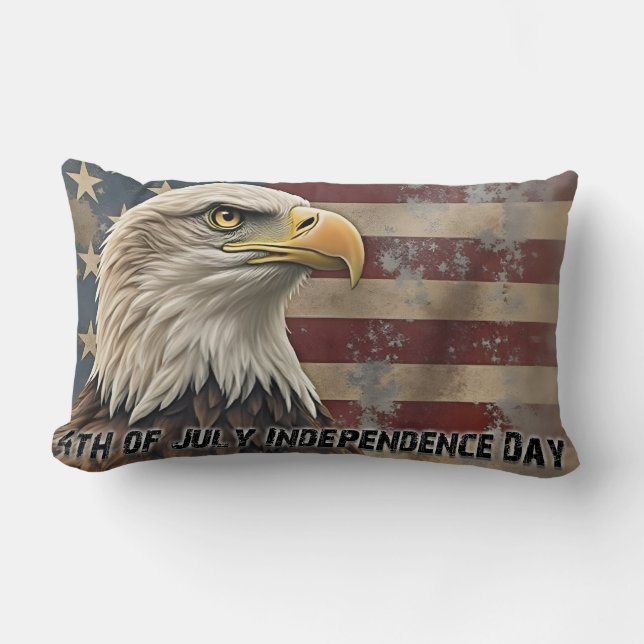 Coussin Rectangle Aigle majestueux et drapeau – Esprit de liberté (Recto)