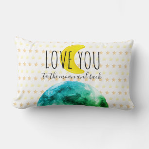 Coussin Rectangle "Aimez-vous à la Lune et à l'arrière" Terre, Lune,