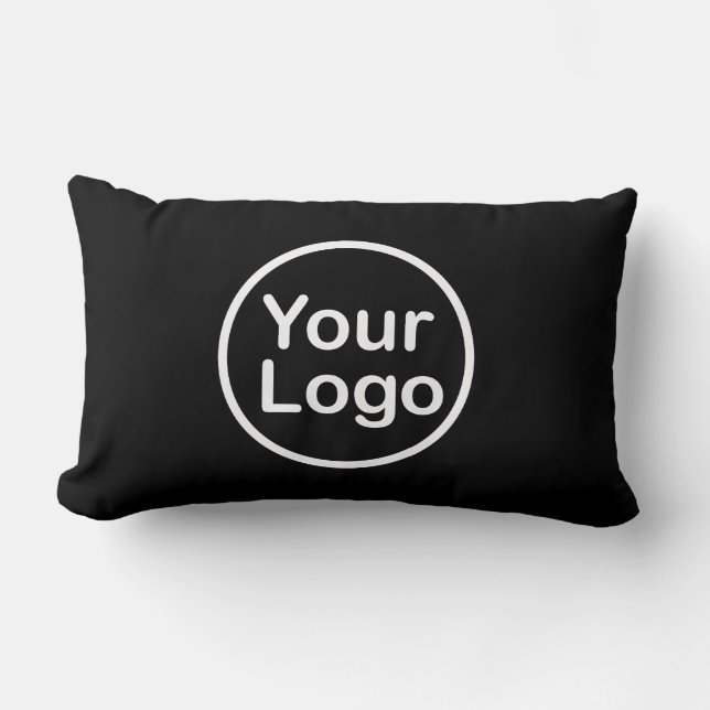 Coussin Rectangle Ajouter votre propre logo | Arrière - plan noir (Recto)