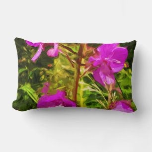 Coussin Rectangle Alaskan Fireweed Fleur sauvage rose Abstrait