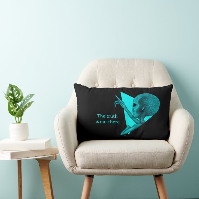 Coussin Rectangle Alien gris, la vérité est là (Chaise)