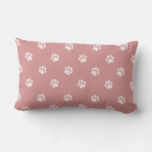 Coussin Rectangle All Over Animal Paw Print Blush Pink (Verso)