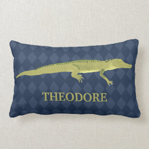Coussin Rectangle Alligator Vert Réaliste Graphique Personnalisé