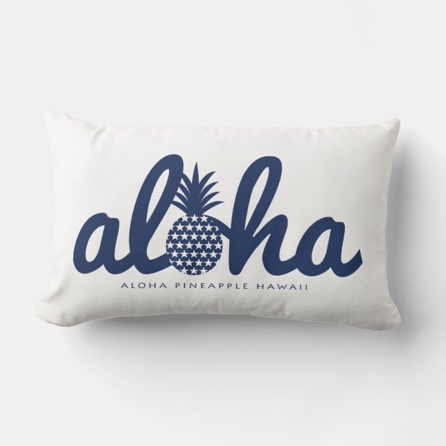 Coussin Rectangle Aloha pineapple LogoColor-Navy (Recto)
