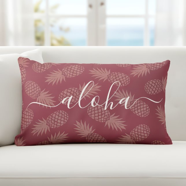 Coussin Rectangle Aloha rose Script Ananas Motif simple moderne (Créateur téléchargé)