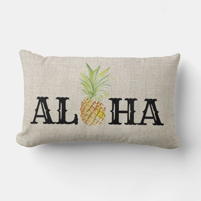 Coussin Rectangle Aloha Tropical Hawaii Ananas Lancer Accent (Recto)