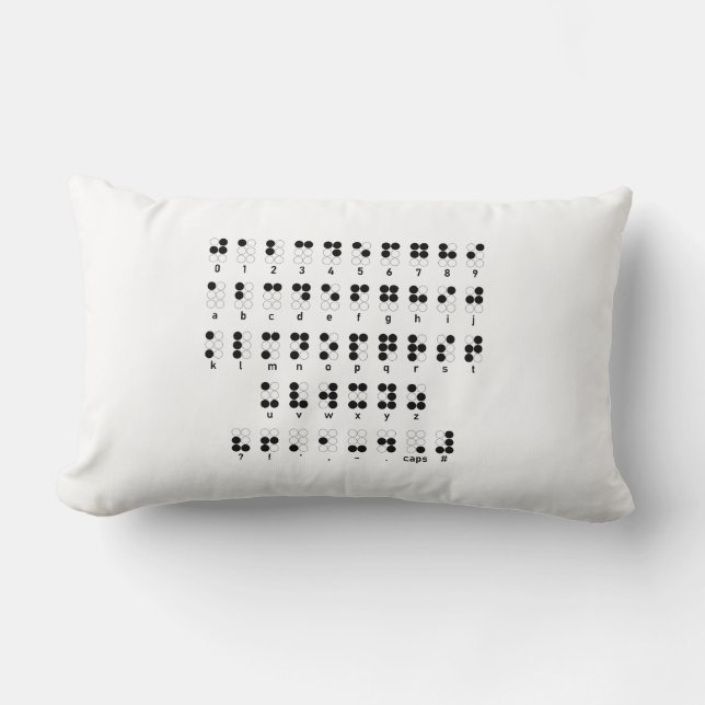 Coussin Rectangle alphabet braille symbole en lettres aveugles (Recto)