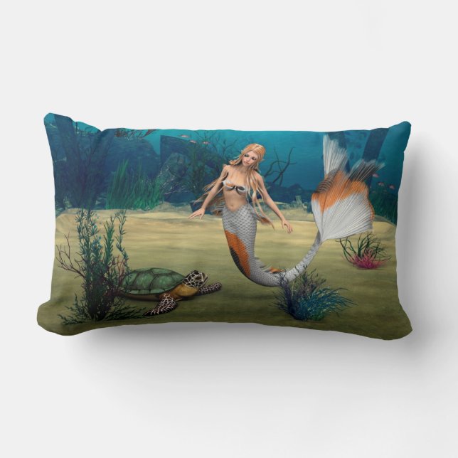 Coussin Rectangle Amis Mermaid und Turtle (Recto)
