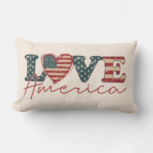 Coussin Rectangle Amour Amérique Fête de l'Indépendance
