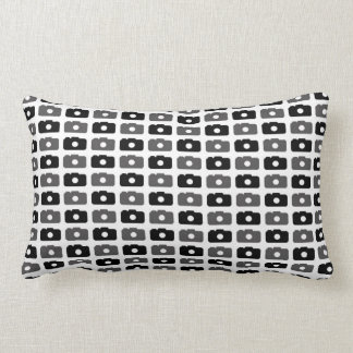 Coussin Rectangle Amour d'appareil-photo (noir et gris)