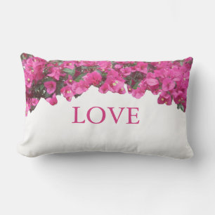 Coussin Rectangle Amour Élégant Fleurs Tropicales sur Fond Blanc