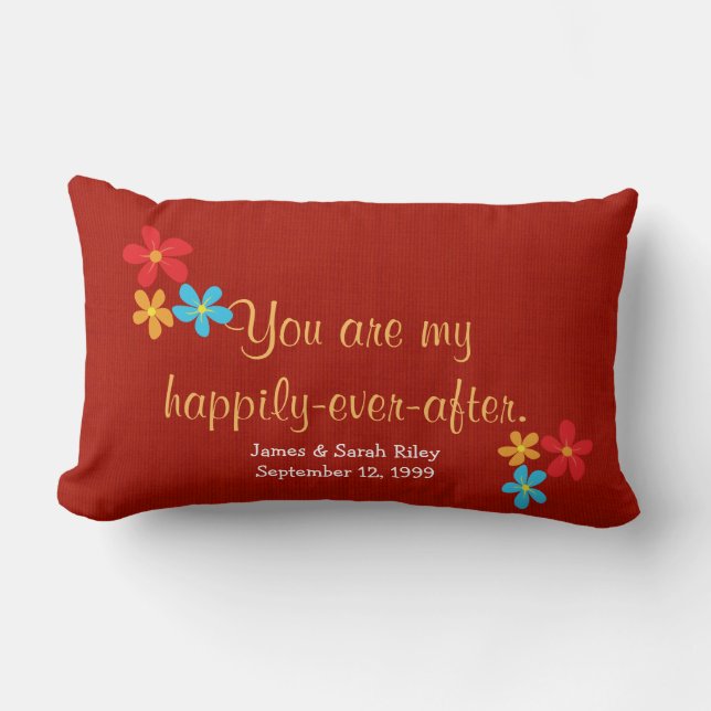 Coussin Rectangle Amour et marguerites avec citation (Recto)