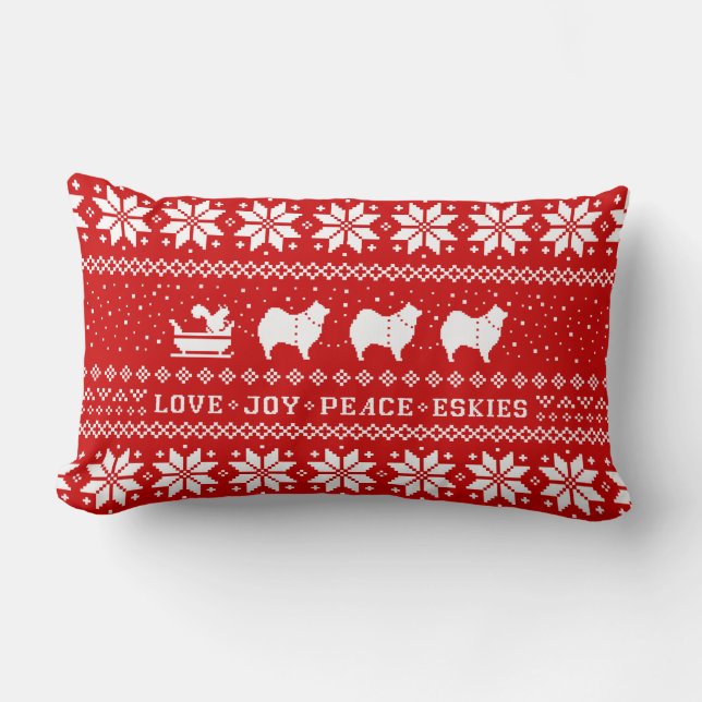 Coussin Rectangle Amour Joy Peace Eskies Festive Noël (Recto)