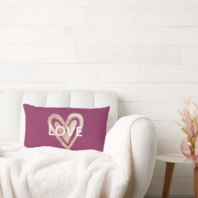 Coussin Rectangle Amour Magenta Blush Coeur rose (Canapé)
