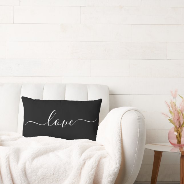 Coussin Rectangle AMOUR | Réversible Noir et Blanc (Canapé)