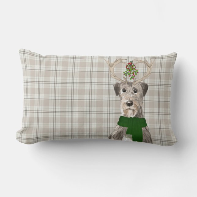 Coussin Rectangle Amoureux des chiens Christmas Irish Wolfhound and  (Recto)