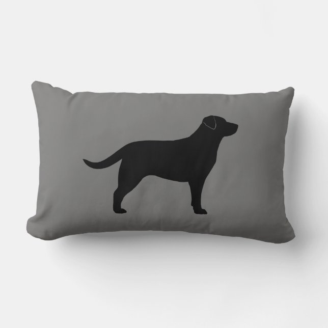 Coussin Rectangle Amoureux des chiens de silhouette du trieur du Lab (Recto)