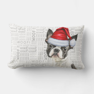 Coussin Rectangle Amoureux des chiens Noël mignon Boston Terrier Hol