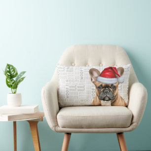 Coussin Rectangle Amoureux des chiens Noël Mignon Bouledogue Françai