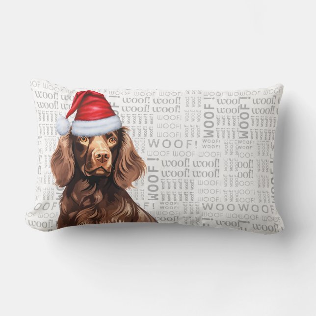 Coussin Rectangle Amoureux des chiens Noël mignon Boykin Espagne vac (Recto)
