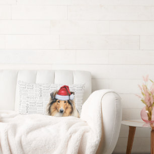 Coussin Rectangle Amoureux des chiens Noël Rough Collie Holiday